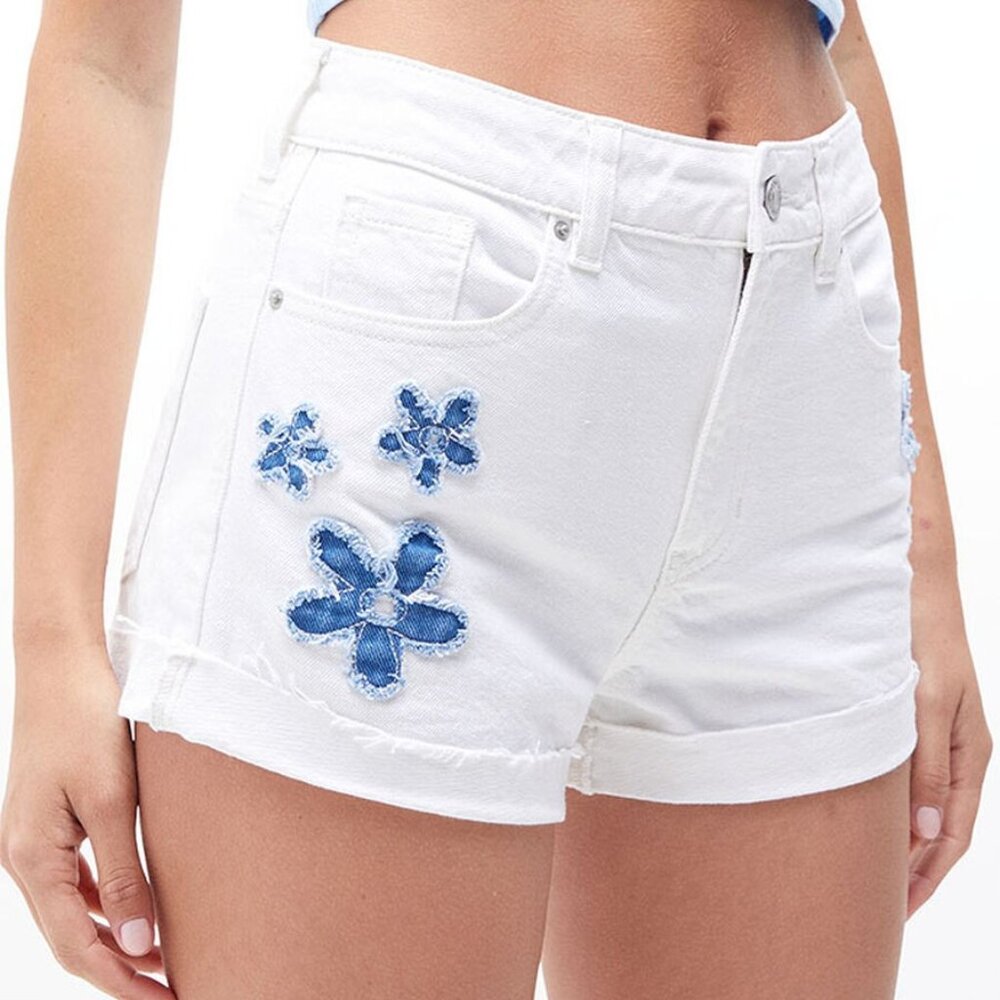 PacSun White Floral Mom Shorts Size 26